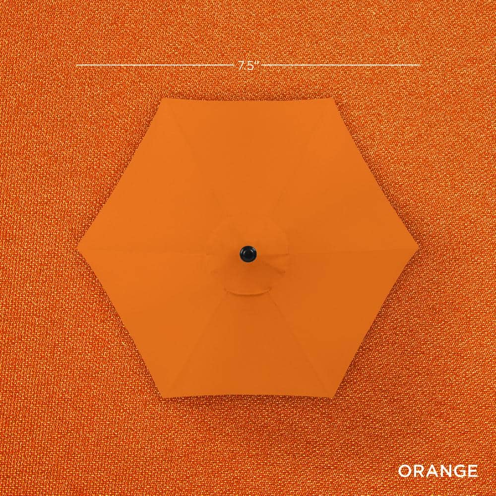 7.5ft Orange Hexagon Market Patio Umbrella with Black Metal Pole