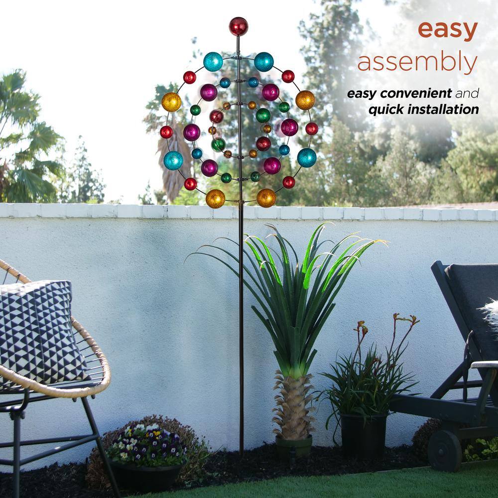 89" Multi-Color Iron Kaleidoscopic Kinetic Garden Stake