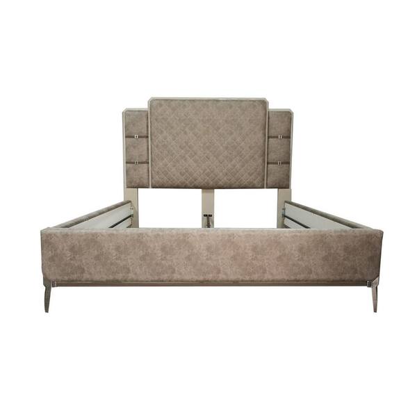 HomeRoots Amelia Vintage Beige with Solid Wood California King Bed