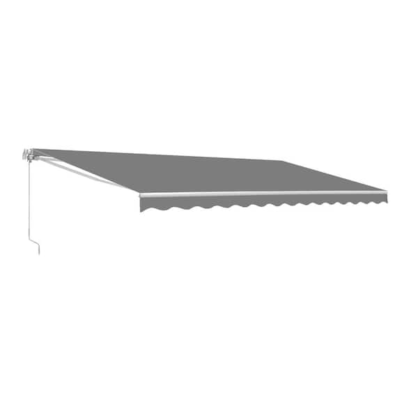 ALEKO 12 ft. Manual Patio Retractable Awning (120 in. Projection) in Gray