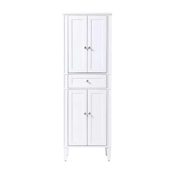 24 in. W x 20 in. D x 72 in. H White Freestanding Linen Cabinet