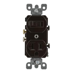 20 Amp Commercial Grade Combination Single Pole Switch and Receptacle, Brown