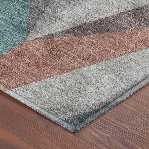 Mayfield Premium Machine Washable Abstract AMF2265 Copper 3 ft. x 5 ft. Area Rug