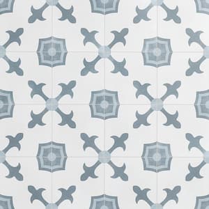 Aster Blue and White Square 9 in. x 9 in. Matte Porcelain Floor and Wall Tile (6.99 sq. ft./Case)
