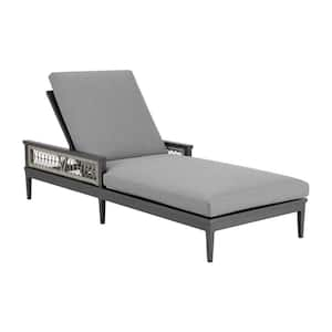 Hosa 83 in. Gray Aluminum Outdoor Adjustable Chaise Lounger with Gray Cushions