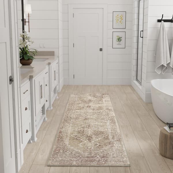 Astra Machine Washable Rust Multicolor 2 ft. x 8 ft. Center medallion Traditional Runner Area Rug