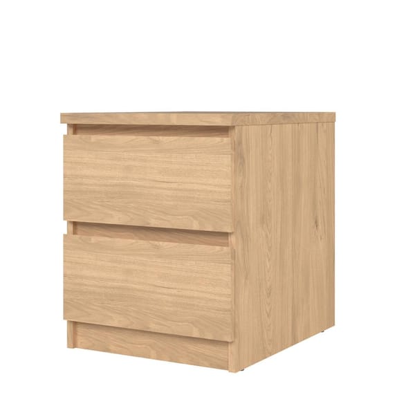 Tvilum Scottsdale Jackson Hickory 2-Drawer Nightstand 19.49 in. H x 15.91 in. W x 19.69 in. D