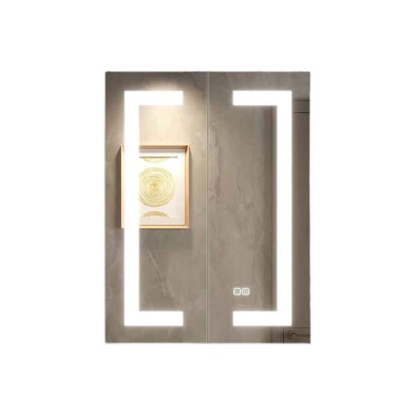 32 in. W x 24 in. H Rectangular Glass Medicine Cabinet with Mirror