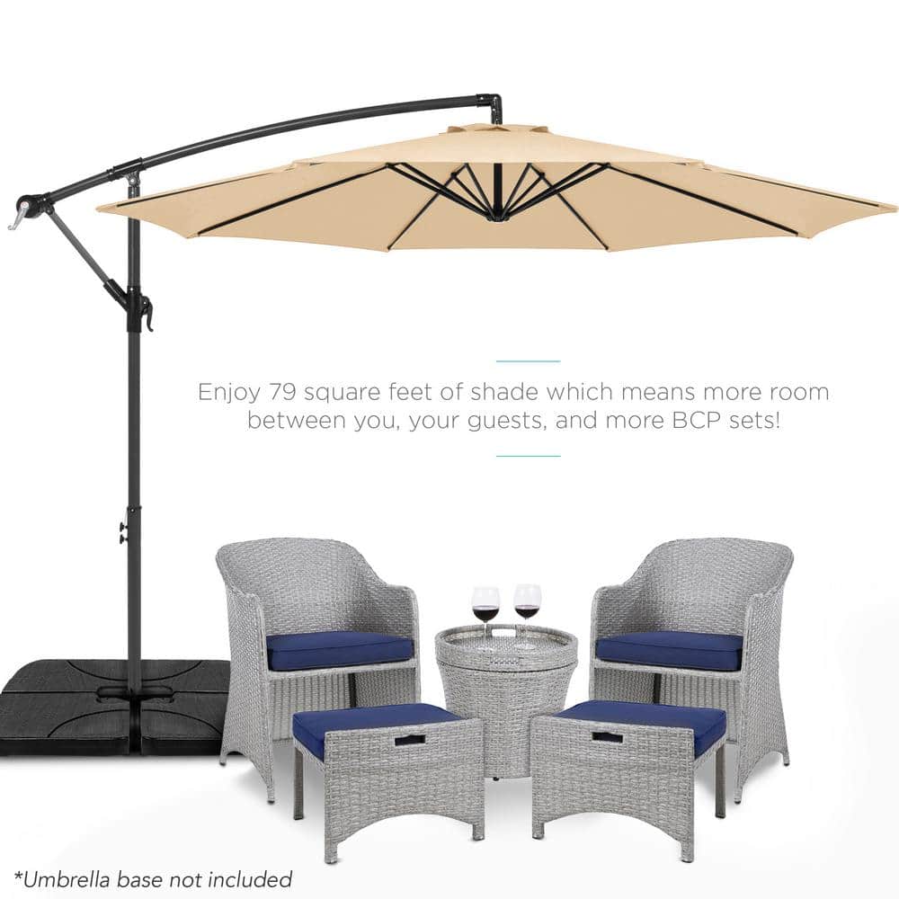10ft Sand Polyester Cantilever Patio Umbrella with Adjustable Tilt