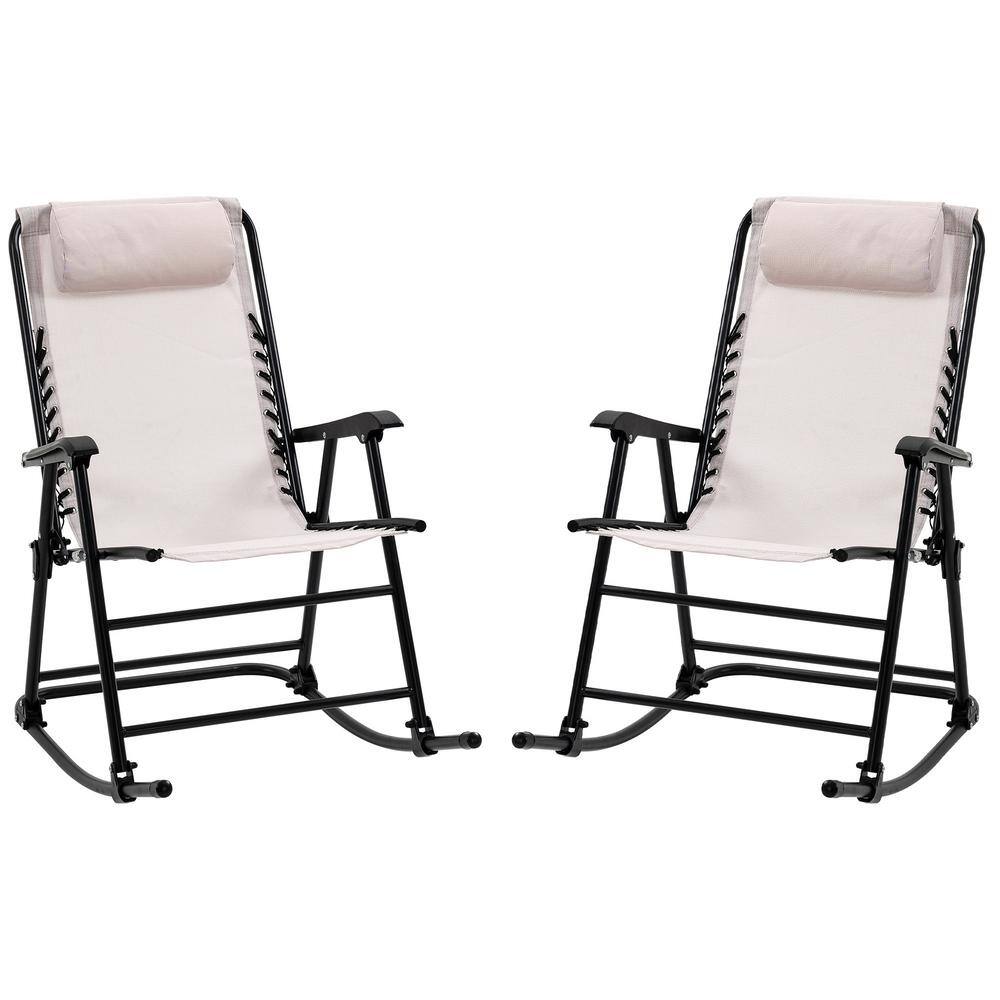 Zeus & Ruta 2Piece White Metal Outdoor Rocking Chair Folding Zero