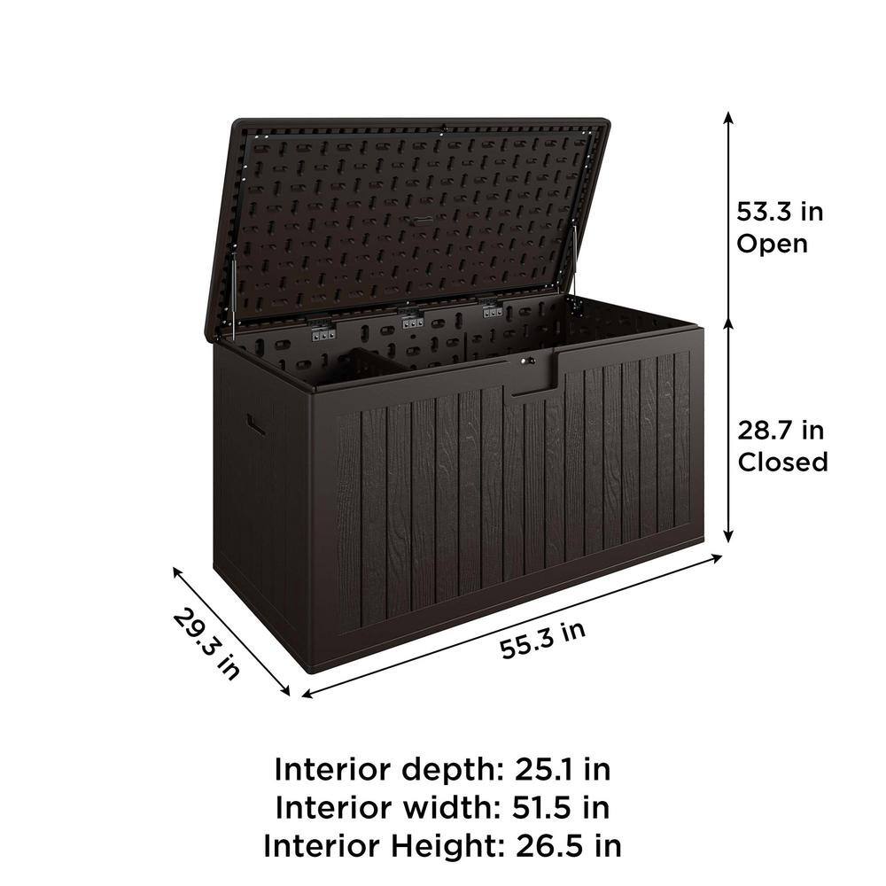 COSCO Dark Brown Lockable Resin Deck Box with Storage Divider