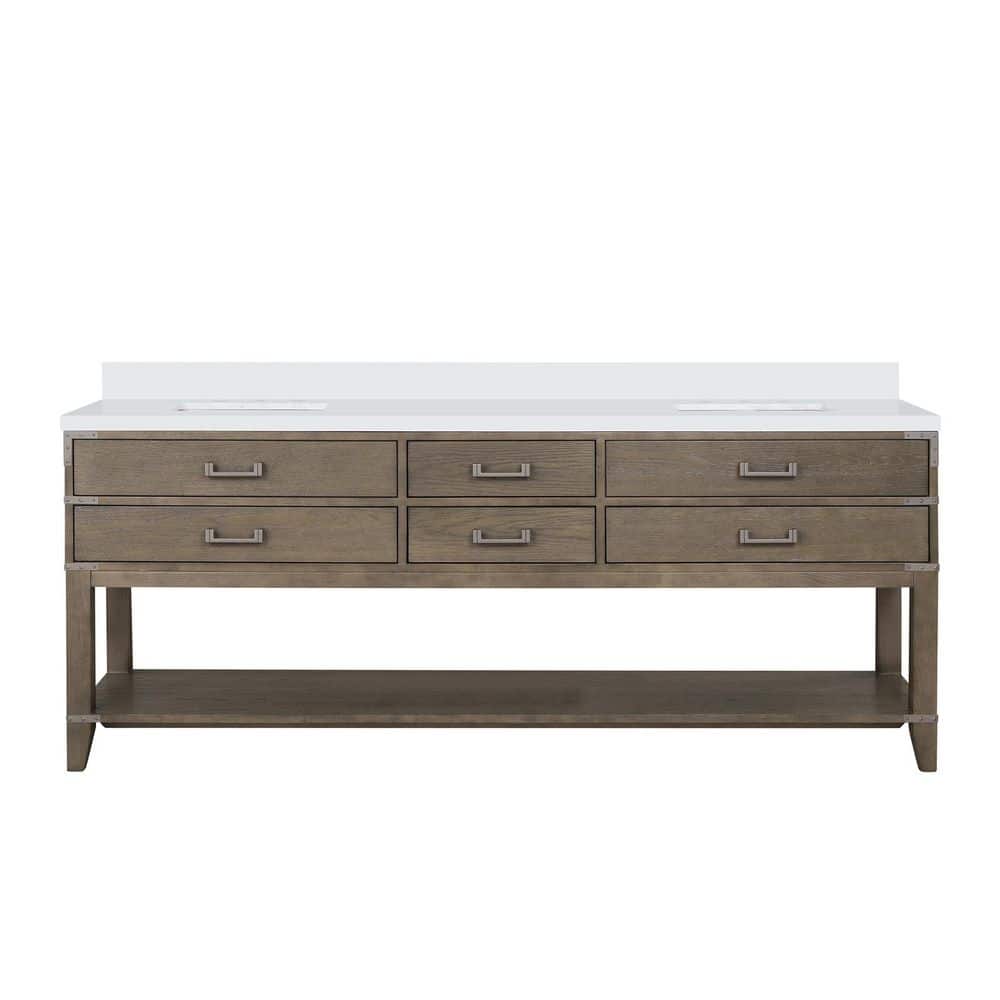 Irvington 84 in W x 22 in D Grey Oak Double Bath Vanity with White Quartz Top price history on PriceWatchPro