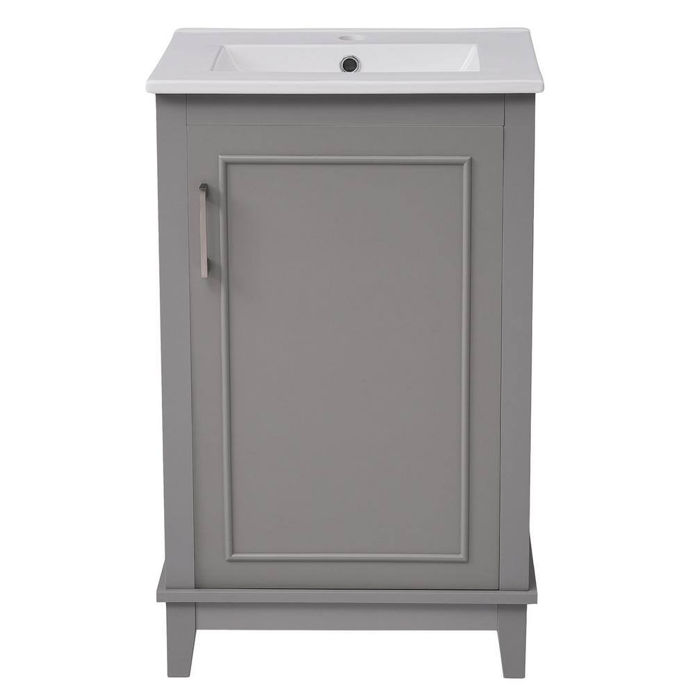 20 in. W x 15.5 in. D x 33.3 in. H Modern Freestanding Bath Vanity in Gray 