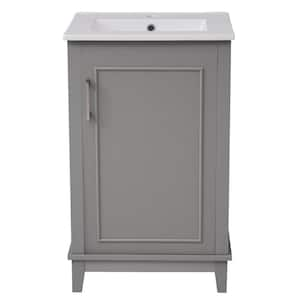 20 in. W x 15.5 in. D x 33.3 in. H Modern Freestanding Bath Vanity in Gray with Ceramic Basin, Ample Storage and 1 Door