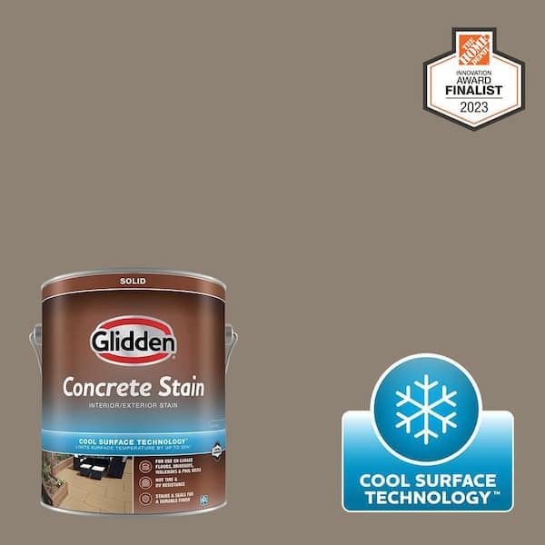 Glidden 1 gal. PPG1000-5 Bear Cub Solid Interior/Exterior Concrete Stain with Cool Surface Technology