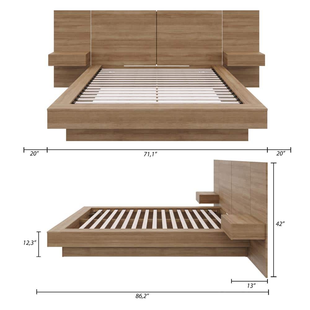 Napa Brown Oak 4-Piece Queen Platform Bedroom Set