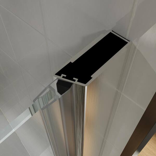 Unbranded - 34 in. W x 72 in. H Pivot Semi-Frameless Shower Door in Brushed Nickel with Clear Glass