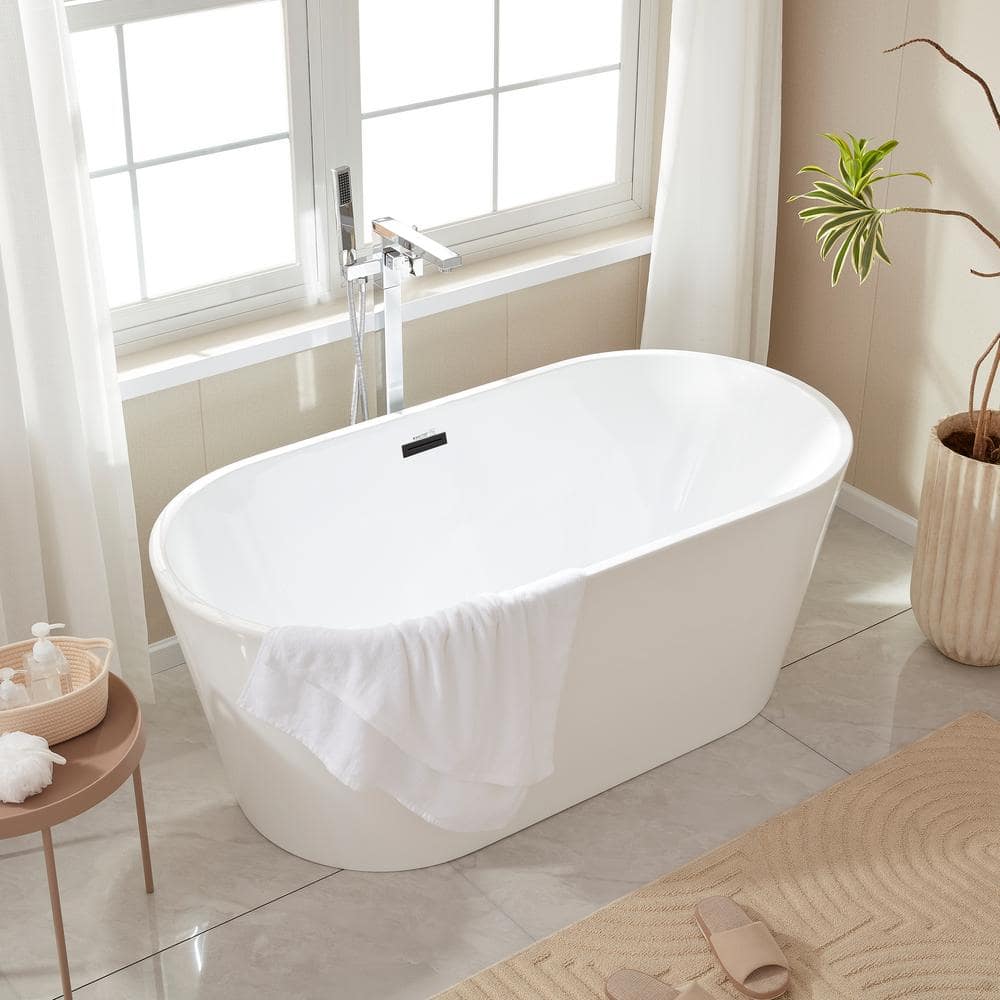 Iris 59" White Freestanding Acrylic Soaking Bathtub