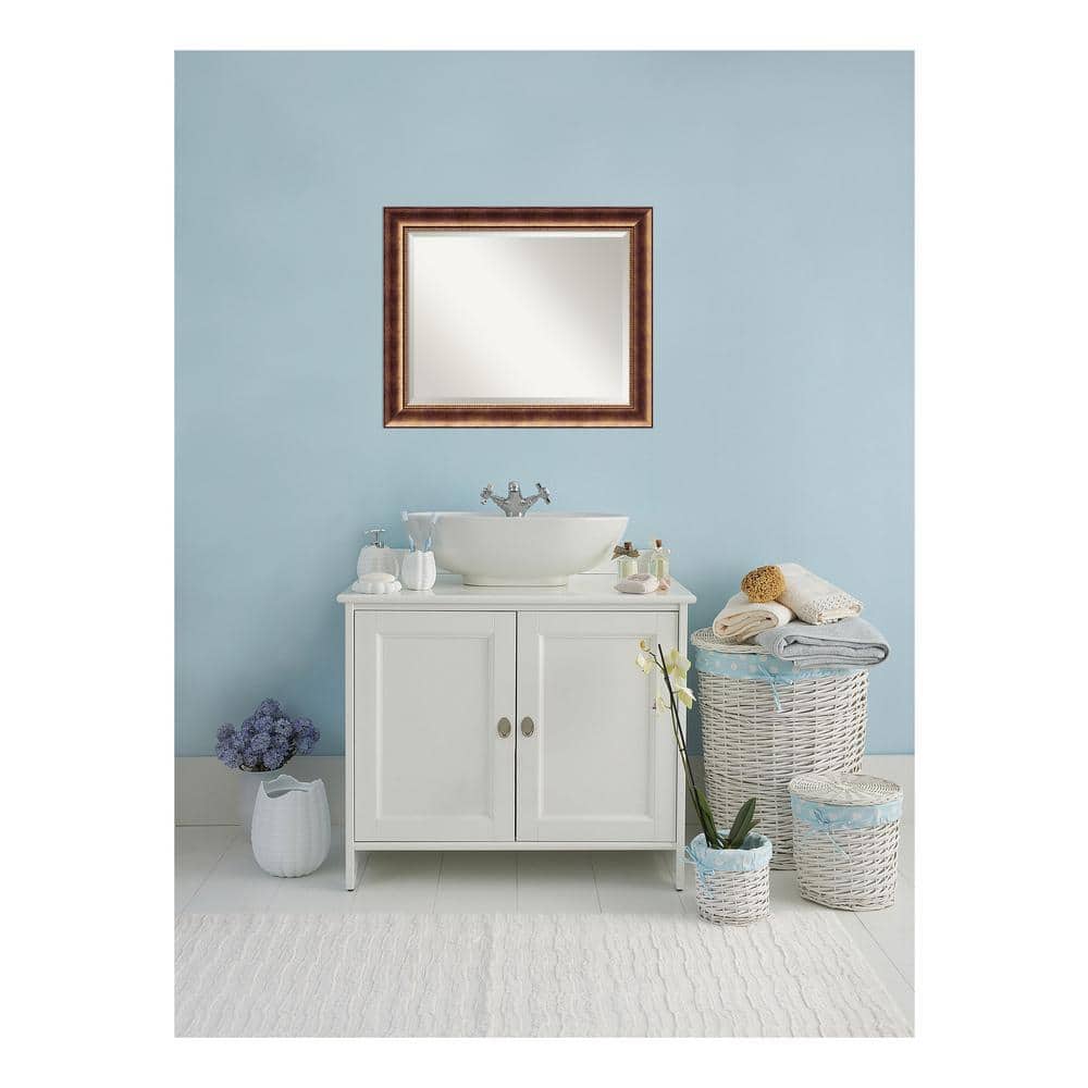 Manhattan Bronze Beveled Wood Framed Bathroom Vanity Mirror