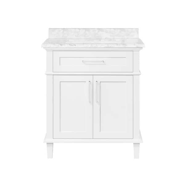 Home Decorators Collection Newhall 30 in. W x 22 in. D x 34 in. H Single  Sink Bath Vanity in Grayish Blue with White Engineered Marble Top Newhall  30GB - The Home Depot