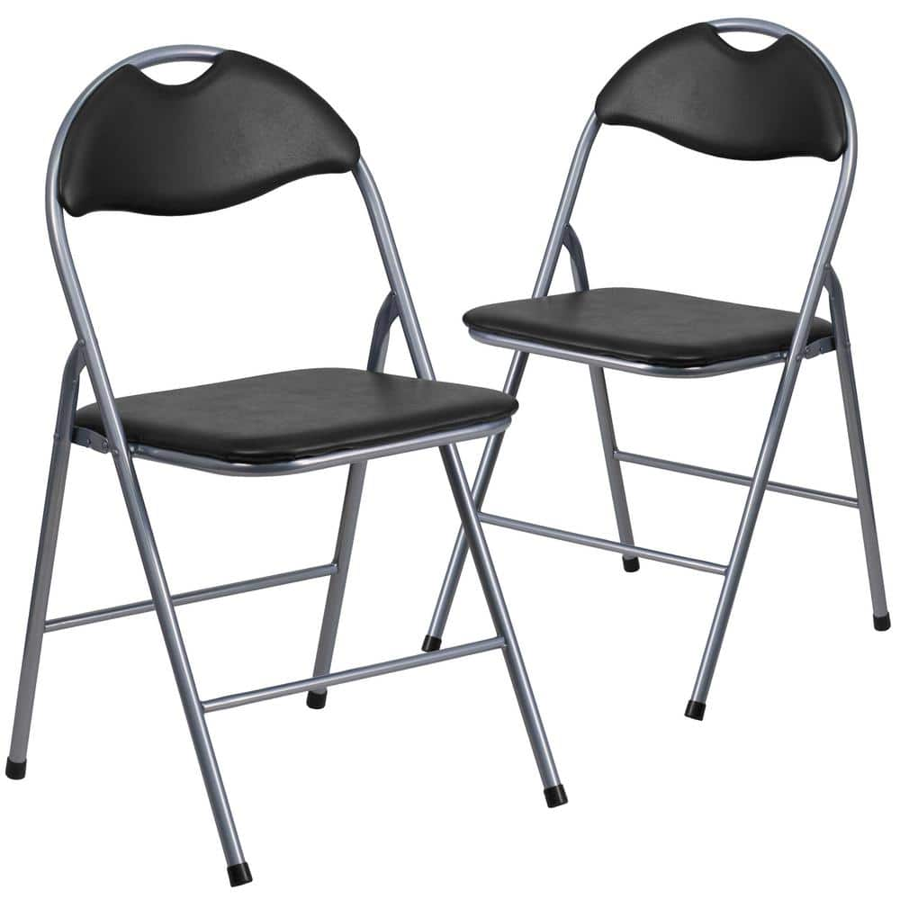 Carnegy Avenue Black Metal Folding Chair (2-Pack) CGA-JB-275064-BL