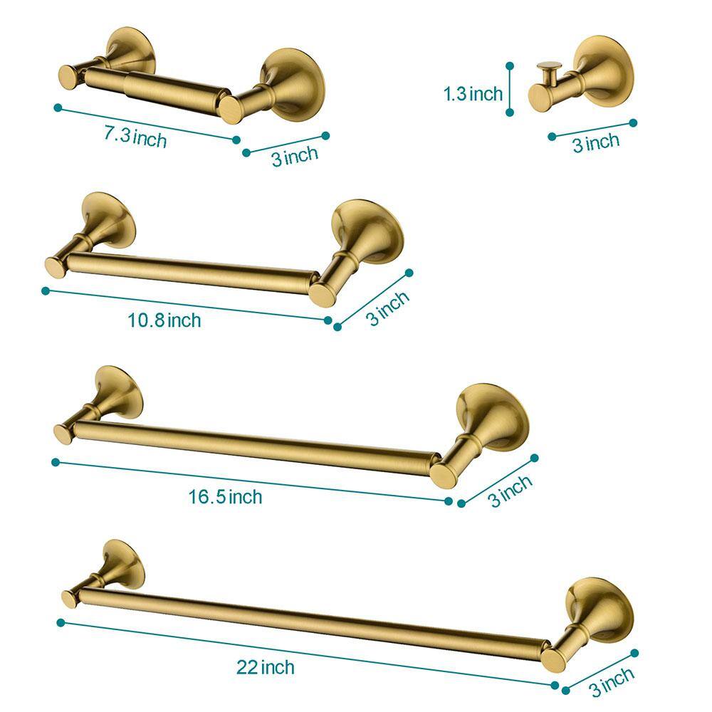 Brushed Gold 6-Piece Brass Bathroom Hardware Set