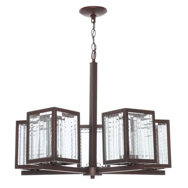 Home Decorators Collection 5-Light Oil Rubbed Bronze Chandelier with Etched Clear Glass Shades