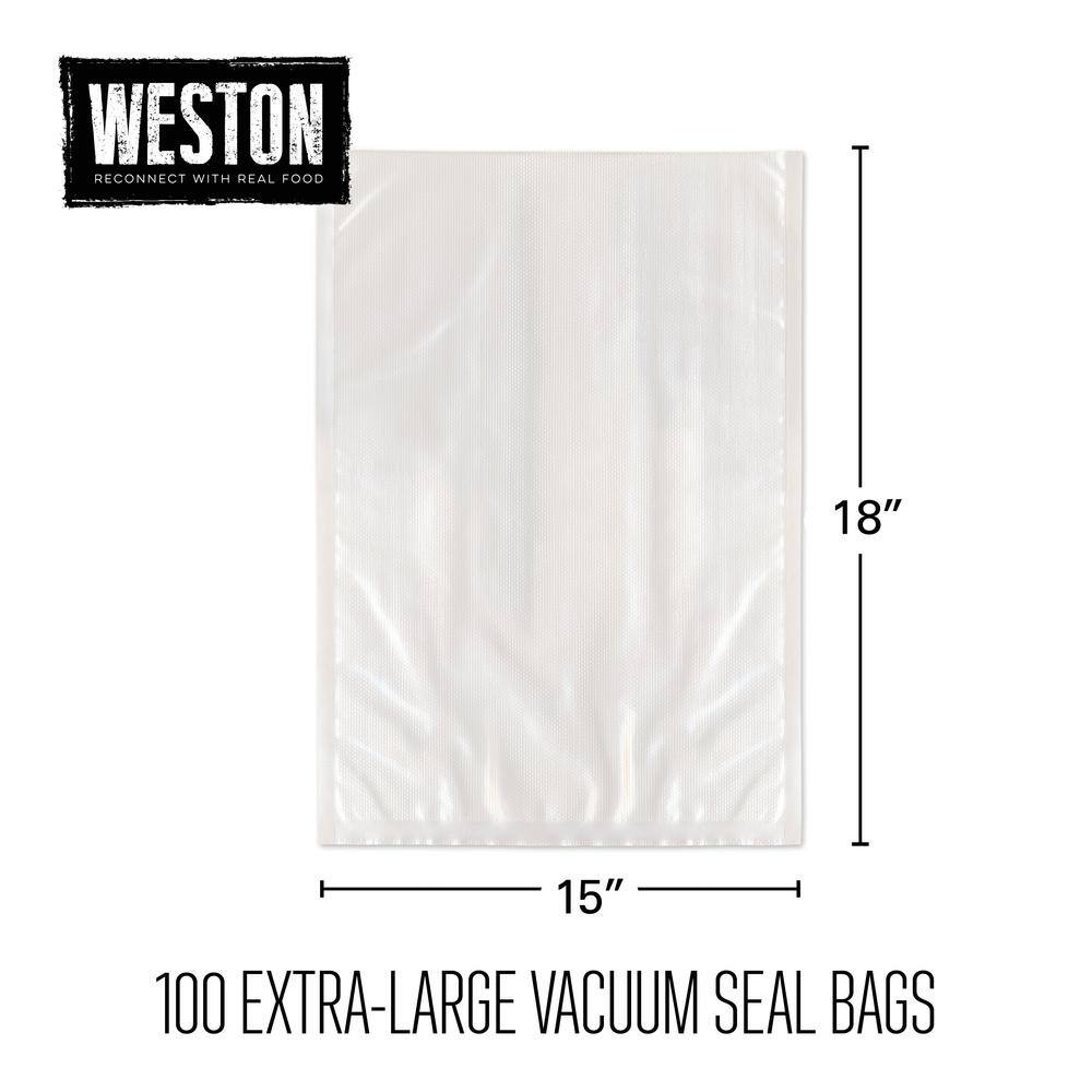 Extra Large Clear BPA-Free Vacuum Sealer Bags, 15" x 18", 100 Count