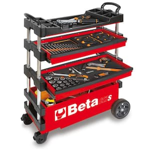 C27S-R 15 in. Folding Tool Utility Cart for Portable Use-Red, (Tools Not Included)
