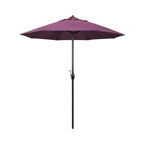 7.5 ft. Bronze Aluminum Market Auto-Tilt Crank Lift Patio Umbrella in Iris Sunbrella