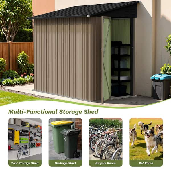 Patiowell 6 ft. W x 4 ft. D Outdoor Storage Metal Shed, Lean to