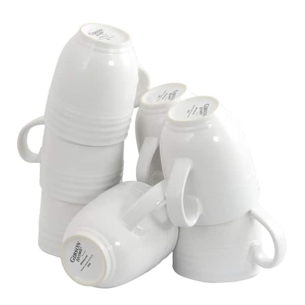 Set of 3 Bodum Bistro All White Porcelain Coffee Mugs/Cups 3 Tall 8 oz  RARE!