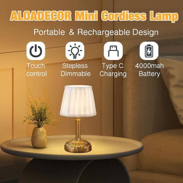 2-Pack Cordless Rechargeable LED Table Lamps – Vintage Green Shade With Stepless Dimming & 3 Color Temperatures, USB-C Battery Operated For Bedroom, Office, Or Patio