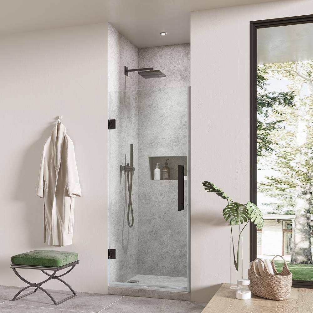 Tampa-Pro 72" Black Frameless Alcove Shower Kit with Tempered Glass