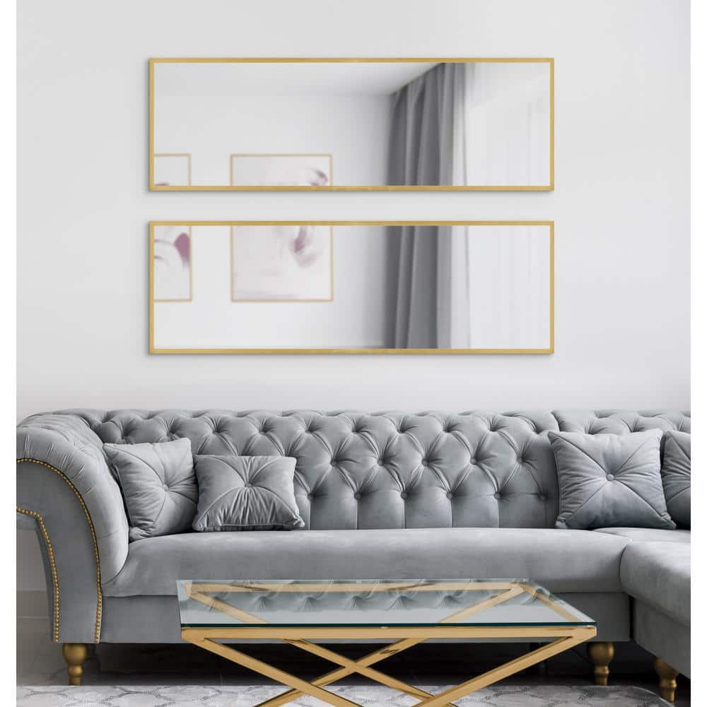 Travis Rectangular Gold Wood Framed Wall Mirror