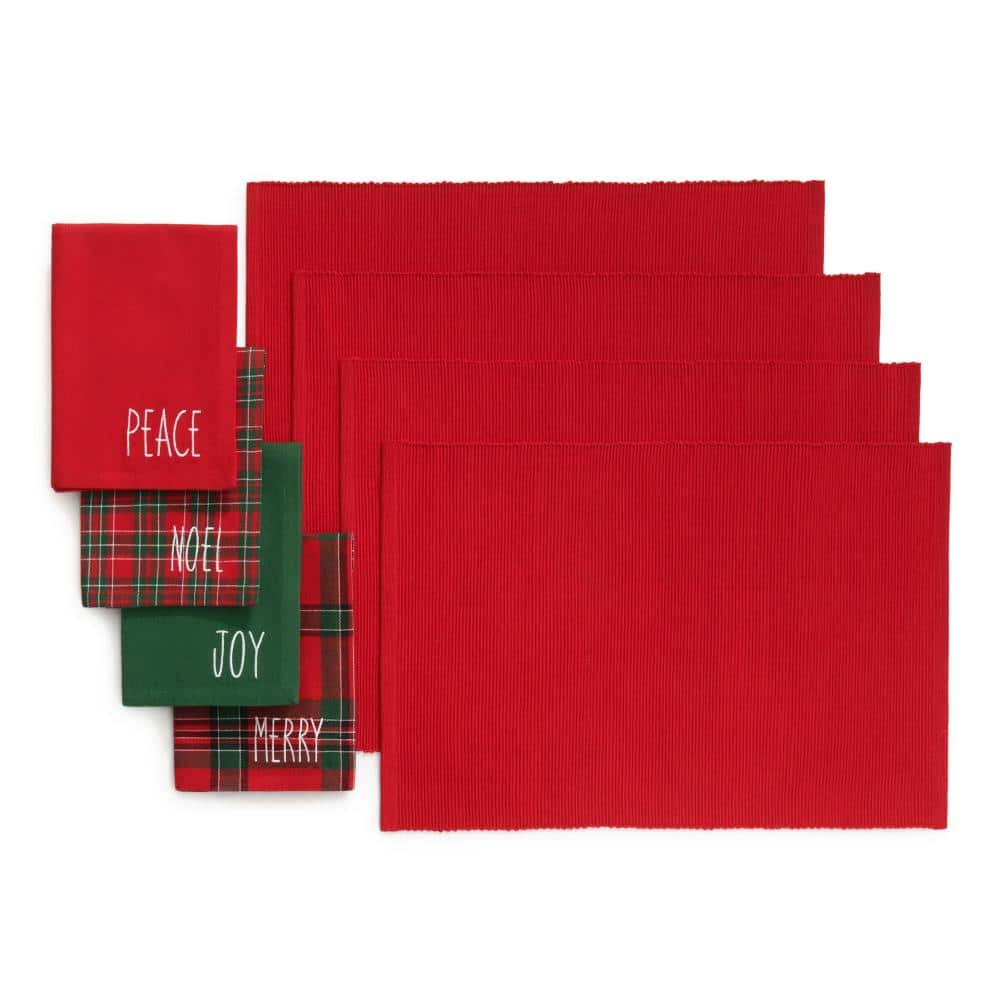 "Holiday Christmas Sentiments Placemat and Napkin Value Set of 8 (4 of Each), Multicolor - 13""W x 19""L" price history on PriceWatchPro
