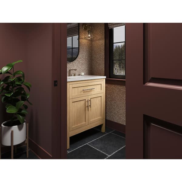 KOHLER Hadron 30.75in. Single Sink Freestanding Light Oak Bath Vanity with White Quartz Top Assembled
