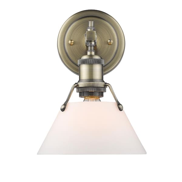 Golden Lighting Orwell AB 1-Light Aged Brass Bath Light with Opal Glass Shade