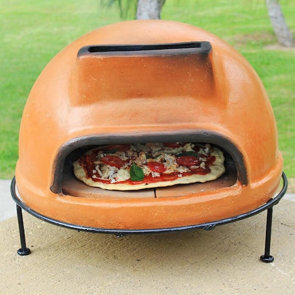 Ravenna Pottery 22 in. Clay Brick Style Round Smooth Wood Burning Outdoor  Pizza Oven in Yellow WRPO-003 - The Home Depot