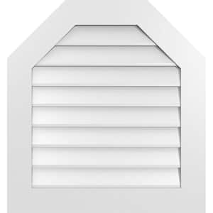 28 in. x 30 in. Octagonal Top Surface Mount PVC Gable Vent: Decorative with Standard Frame