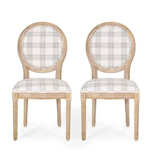 Karter Gray Plaid and Light Beige Upholstered Dining Chair (Set of 2)