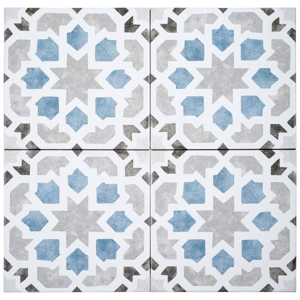 Luv Charmed Blue and Gray 8" Glazed Porcelain Tile