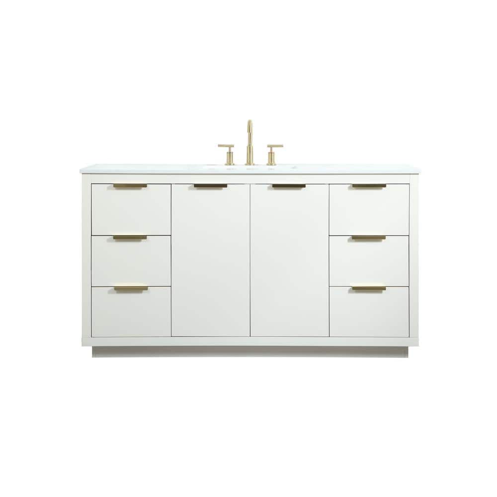 Simply Living 60 in. W x 22 in. D x 34 in. H Bath Vanity in White with Cala