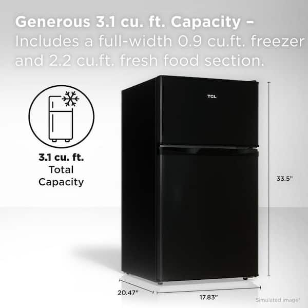 3.1 cu. ft. 2-Door Mini Refrigerator in Black with Top Freezer