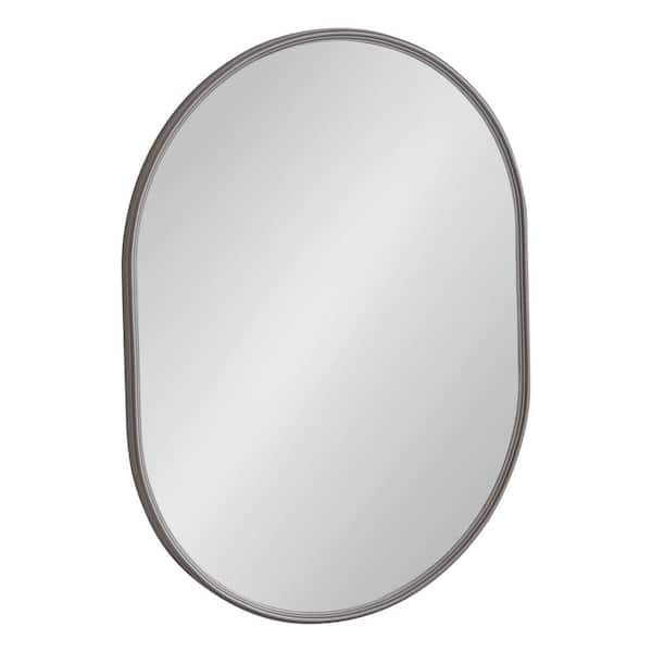 Kate and Laurel Caskill 24 in. x 18 in. Classic Oval Framed Gray Wall Accent Mirror