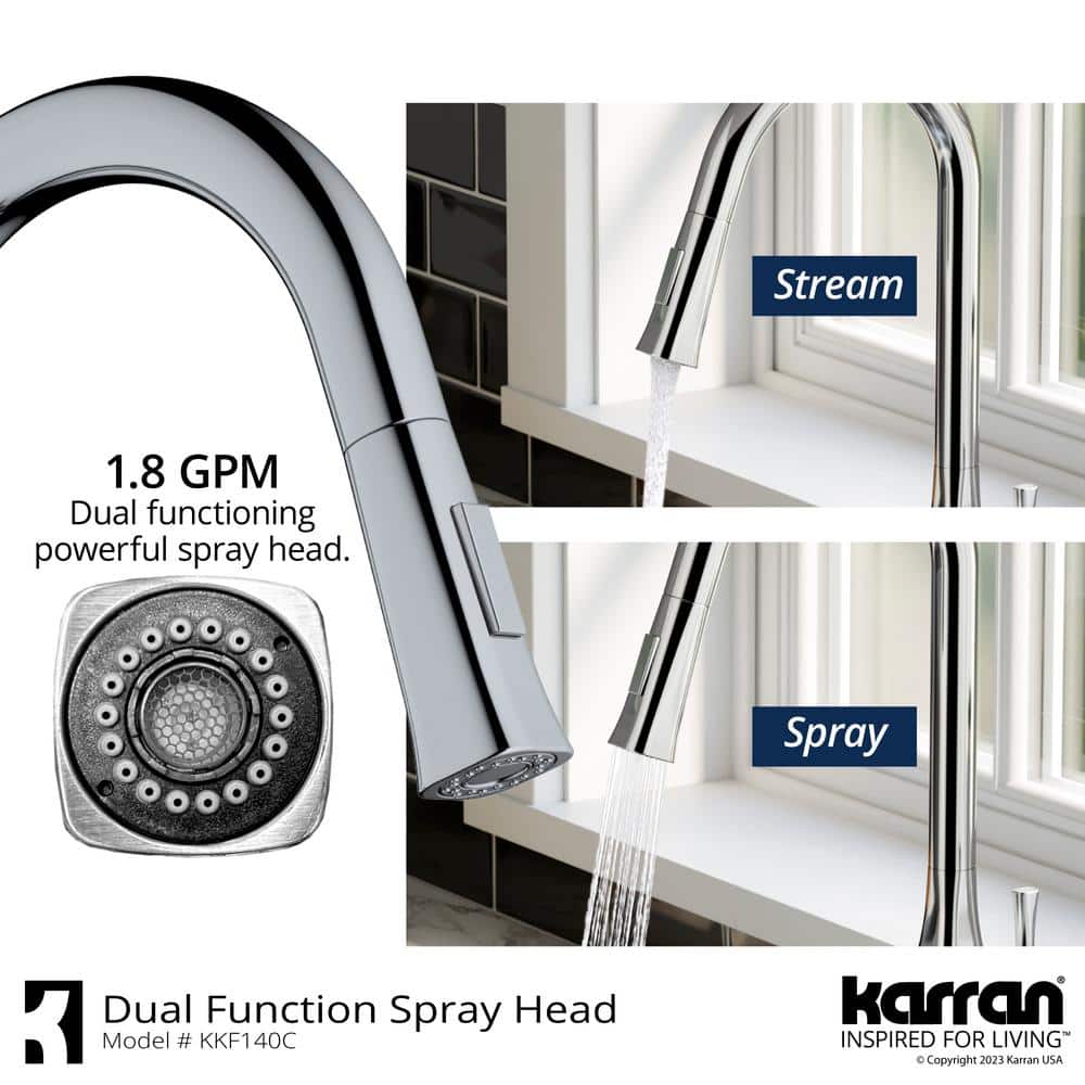 Chrome Single Handle Pull-Down Sprayer Kitchen Faucet