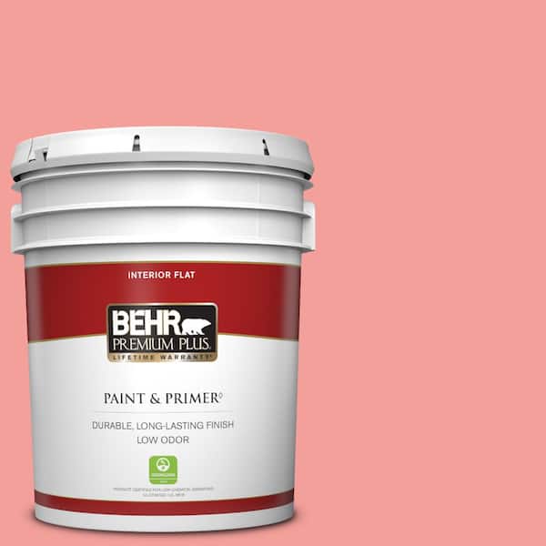 BEHR PREMIUM PLUS 5 gal. #150B-4 Pink Eraser Flat Low Odor Interior Paint & Primer