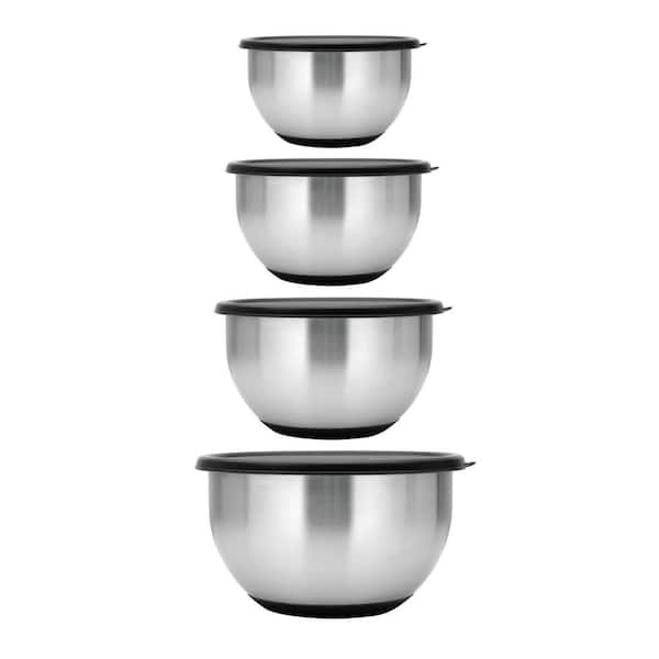 Buy Set of 3 Black Stainless Steel German Bowl with Inside lid (7x4,  6.3x3.1, 5.5x2.6) at ShopLC.