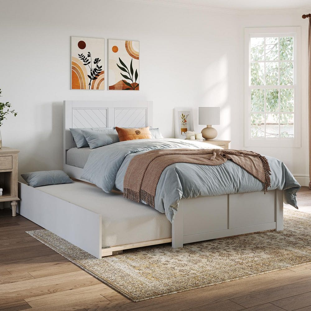 AFI Canyon White Solid Wood Frame Twin XL Platform Bed with