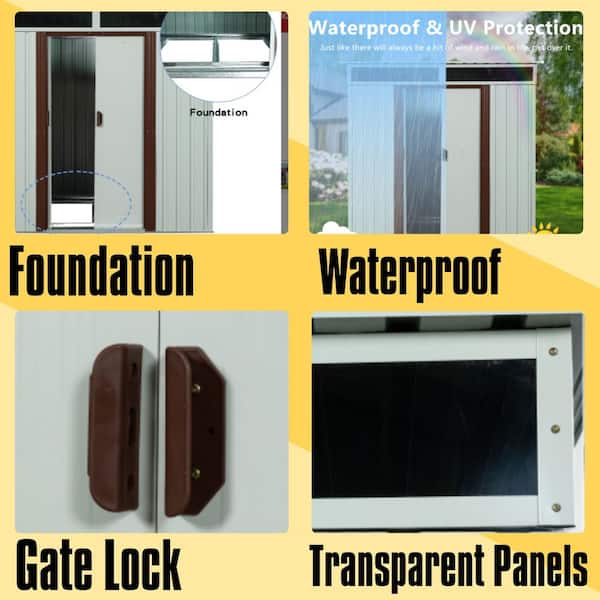 6 ft. W x 5 ft. D Metal Storage Shed with Window and Metal Foundation for Garden and Backyard (25 sq. ft. )